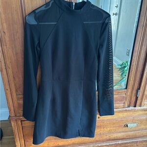 Elegant Black Dress with Sheer Sleeves